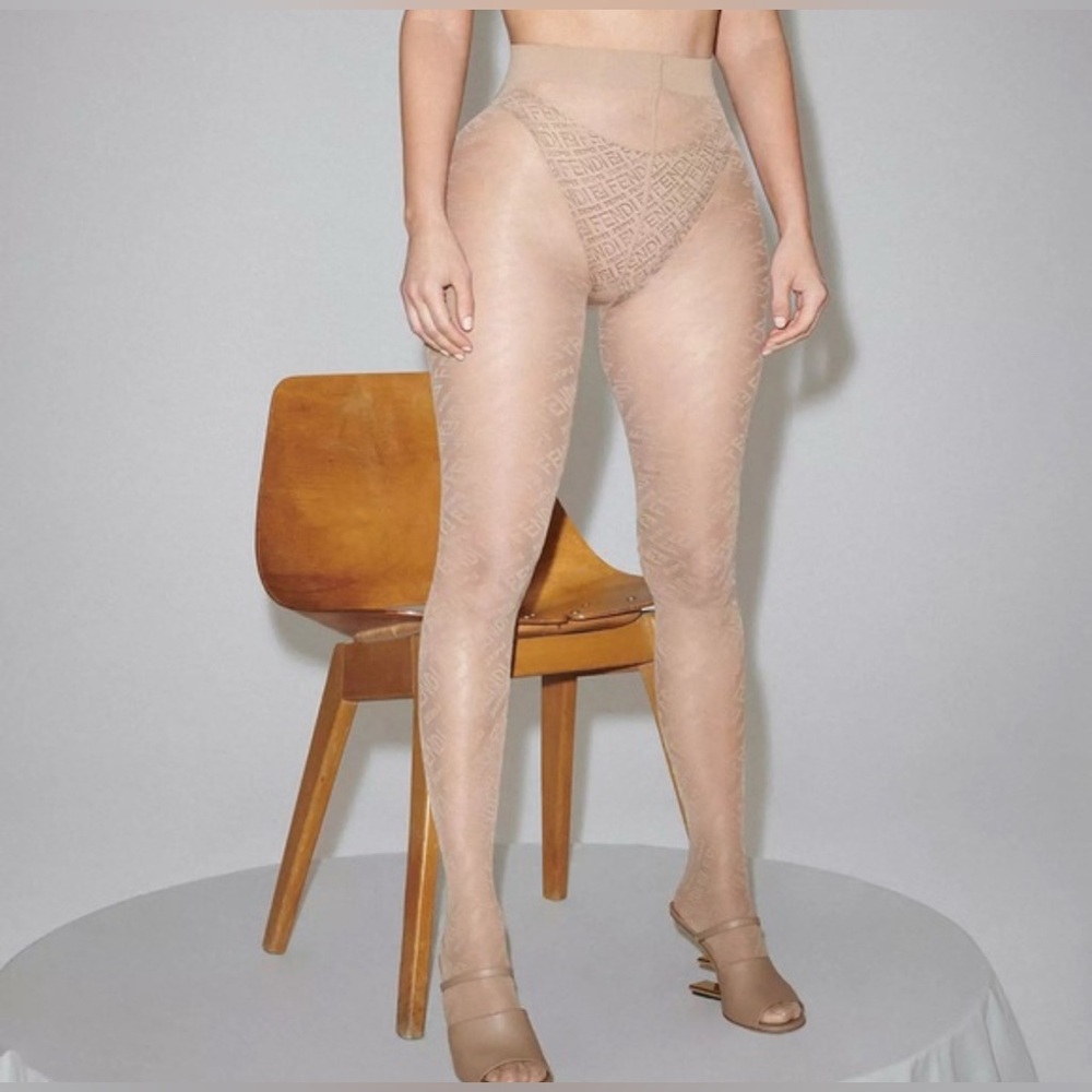 SKIMS x Fendi sheer logo tights nylons hosiery nude M New in box